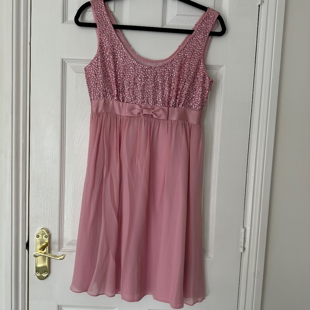 Betsey Johnson, Pink Silk & Sequin Babydoll dress Sz4